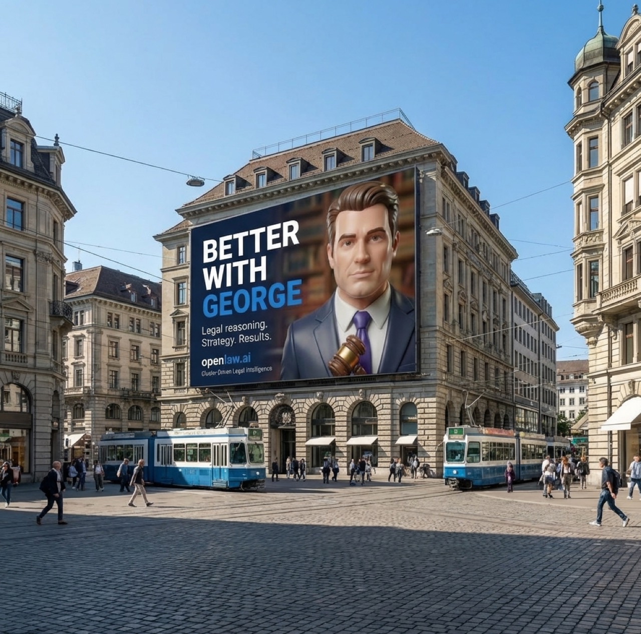 George on a billboard in Zurich